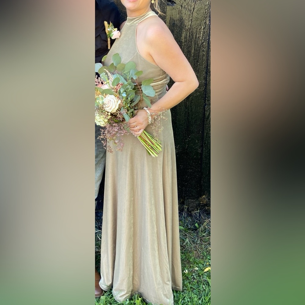 Revelry Sage Green Velvet Bridesmaid Dress